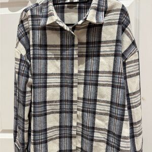 La Hearts Blue and Brown Plaid Shirt